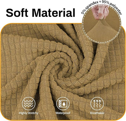 Asnomy Stretch Oversized Couch Covers for Sofa Slipcover,Light Brown | 1-Piece Sofa Covers Washable(94"-110") 4-Seater Furniture Protector with Non Skid Foam and Elastic Bottom for Kids, Pets