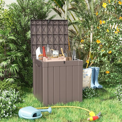 50 Gallon Resin Deck Box Outdoor Storage Box for Patio Furniture,Outdoor Cushions,Garden Tools and Pool Supplies,Waterproof,Lockable(Grey,50Gallon)