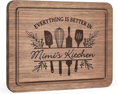 Mimi Gifts for Grandma, Premium Walnut Wood Cutting Board Gifts for Mimi, Mimi Birthday Gifts, Cool Kitchen Gifts for Mimi Grandma Grammy from Grandkids