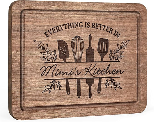 Mimi Gifts for Grandma, Premium Walnut Wood Cutting Board Gifts for Mimi, Mimi Birthday Gifts, Cool Kitchen Gifts for Mimi Grandma Grammy from Grandkids