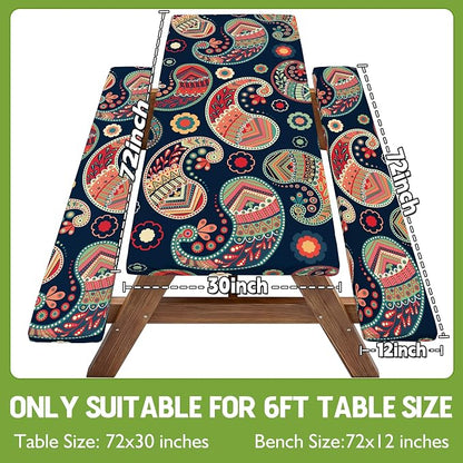 Picnic Table Cover with Bench Covers Table Cloth Tablecover Camping Essentials Camp Must Haves Camper Gear Outdoor Accessories River Water Motorhome Trailer Tent Rv Car Travel Activities Accessary Set