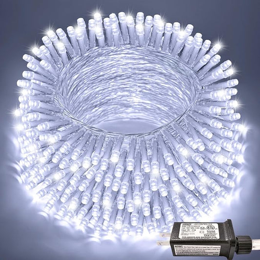 JMEXSUSS 66ft 200 LED White Christmas Lights Indoor Outdoor Plug in | Connectable String Twinkle Lights Outdoor Clear Wire Plug in for Bedroom Classroom House Fireplace Christmas Tree Decoration