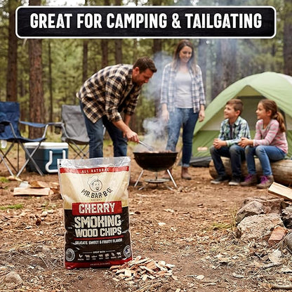 Mr Bar-B-Q Cherry Wood Smoker Chips, 100% All Natural Wood Chips for Smokers, Works with Smoker, Gas, Electric Grill, Sweet & Fruity Flavor for Smoking, Grilling, BBQ, Camping (1.8 lb Bag)
