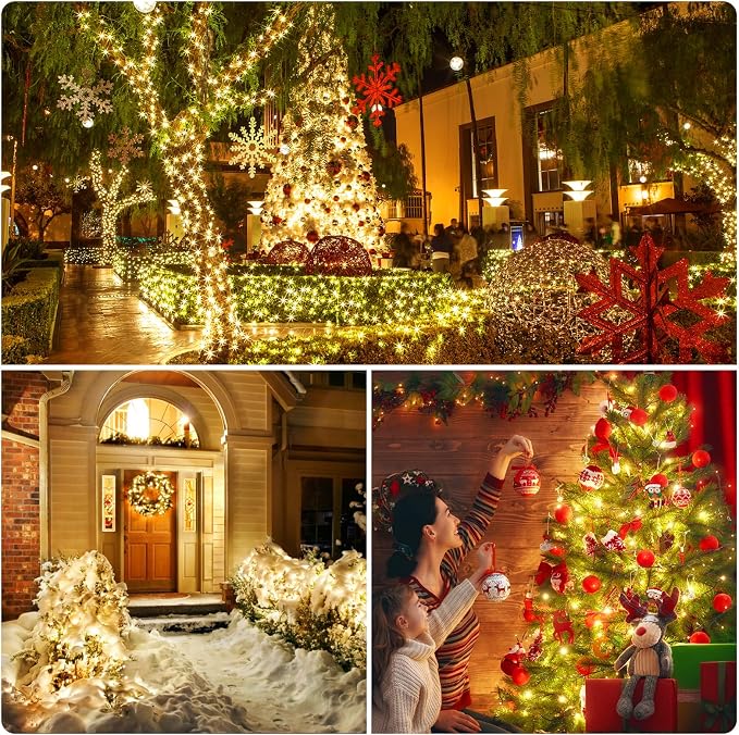262FT 800 LED Christmas String Lights, Christmas Lights | Plug 8 Modes Memory Function with Timer, UL Certified Outdoor Indoor Fairy Light Christma s Tree, Patio, Party (Warm White)