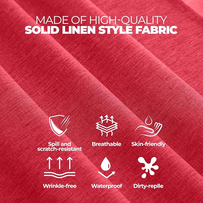 Decorelia Waterproof Wipe Clean Table Cloth for 10ft Banquet Rectangle Table, Outdoor Spillproof Wrinkle Free Tablecloth for Thanksgiving,Easter (Oblong, 60 x 144 Inch (12-14 Seats), Red)