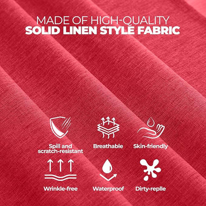 Decorelia Waterproof Wipe Clean Table Cloth for 10ft Banquet Rectangle Table, Outdoor Spillproof Wrinkle Free Tablecloth for Thanksgiving,Easter (Oblong, 60 x 144 Inch (12-14 Seats), Red)