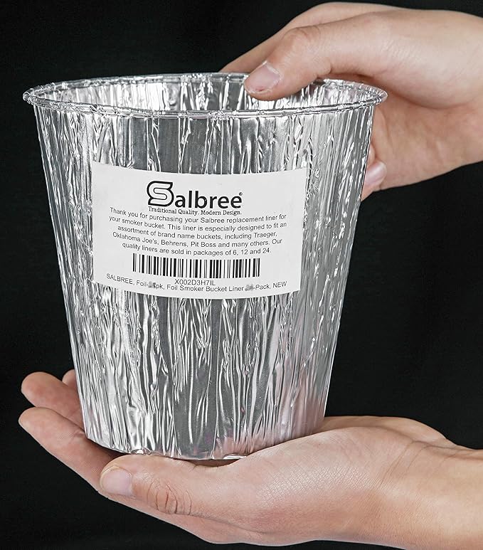 Smoker Bucket Drip Foil Liner Tray for Catching Grease, Compatible with Traeger, Oklahoma Joe, Pit Boss & Other Grill Bucket Accessories for Pro Pellet Oklahoma Joe's (24pk, 5.75x5.75 inches)