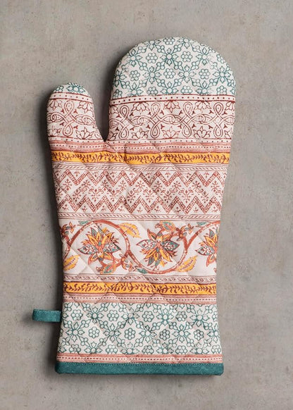 Maison d'Hermine Oven Gloves 100% Cotton Oven Mitt (7" x 13", Pack of 1) | With Loop Heat Resistant BBQ Cooking Gloves Baking Kitchen Handling Hot Pans Thanksgiving Christmas - Nila