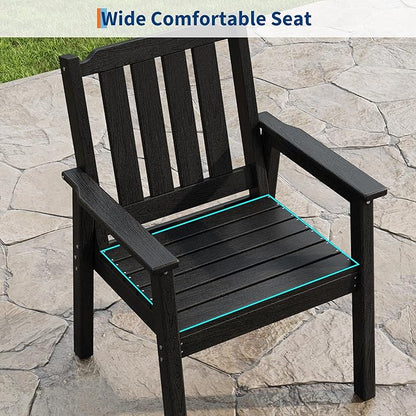 Garvee Outdoor Patio Dining Chairs Set of 4, Outdoor HDPE Garden Dining Chairs, Sturdy Frame, Waterproof, All-Weather for Backyard, Poolside, Porch, Deck, Black