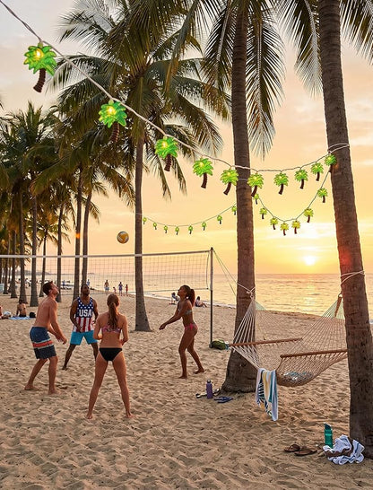 8.5Ft Palm Tree Lights Outdoor, Patio Lights String with 10 LED Summer Beach Themed Lights for Indoor Bedroom Tiki Party Decor, White Wire