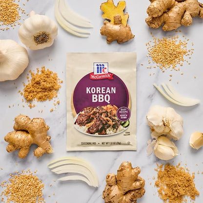 McCormick Seasoning Mix, Korean BBQ, For Sweet & Savory Korean BBQ Steak in Just 25 Minutes, 1.12 oz (Pack of 12)