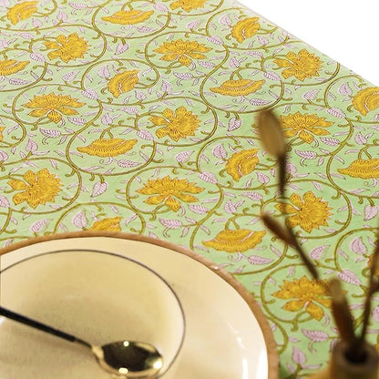 100% Cotton Hand Block Printed, Tablecloth for Kitchen, Dining, Table Cover for Parties, Chritmas, Weddings, Barbecues and Summer picnics Table Cloth