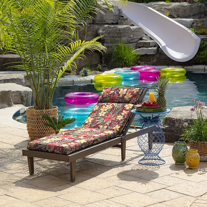 Arden Outdoor Chaise Cushion, 21 in x 72 in, Weather-Proof, Rain-Proof, Fade Resistant Patio Cushion for Chaise Lounger Ruby Clarissa | Lounge Cushion, Weather-Proof, Rain-Proof, Fade Resistant for Chaise Lounger, Mold and Mildew Resistant