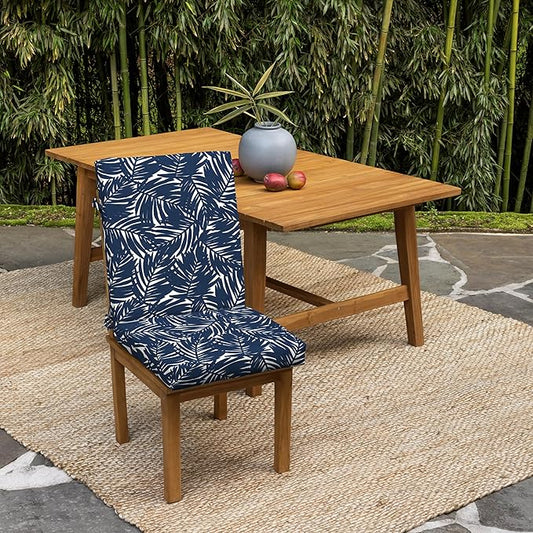 Arden 2-Pack earthFIBER Outdoor Patio Dining Chair Cushion, 20x44, Rain-Proof Seat Pad, Fade-Resistant Outdoor Cushion Navy Blue King Palm