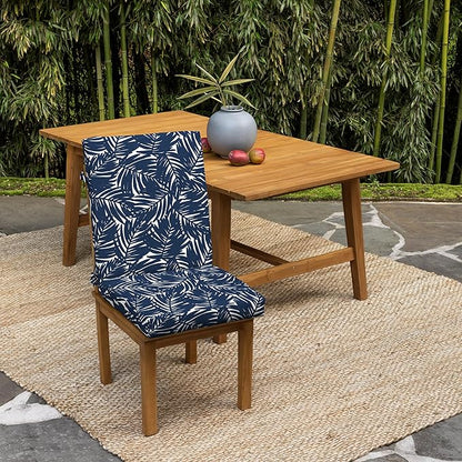 Arden 4-Pack earthFIBER Outdoor Patio Dining Chair Cushion, 20x44, Rain-Proof Seat Pad, Fade-Resistant Outdoor Cushion Navy Blue King Palm