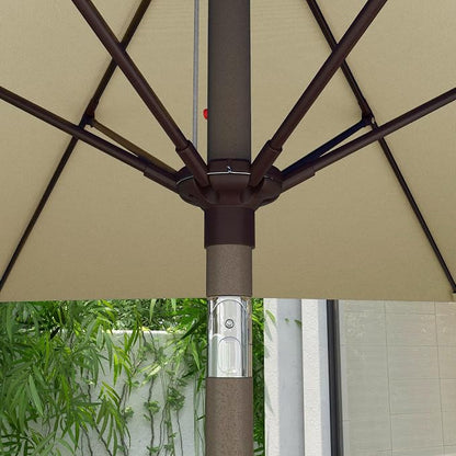 Sunline 7.5 ft Patio Umbrella with Crank & Push Button Tilt, Outdoor Market Umbrella with UV Protection & Wind Vent and Fiberglass Ribs, Metal Frame for Deck, Pool & Table, Antique Beige