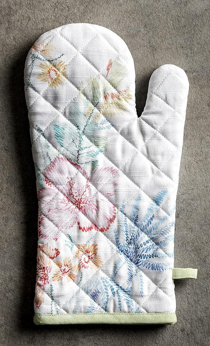 Maison d'Hermine Oven Gloves 100% Cotton Oven Mitt 7" x 13" with Loop Heat Resistant BBQ Cooking Gloves Baking Grilling Kitchen Hotel Home Farmhouse Spring Summer (Pack of 1, Paradise Island)