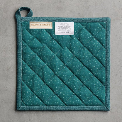 Maison d' Hermine Pot Holders 100% Cotton Potholders (8" x 8", Pack of 1) | Heat Resistant Hot Pads with Loop BBQ Cooking Baking Hotel Kitchen Handling Hot Pans Thanksgiving Christmas - Hygge Christmas