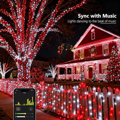 Brizled Smart Red & White Christmas Lights, 66 ft 200 LED Color Changing | App & Voice Control, Dimmable Twinkle Mini String Lights Music Sync for Indoor Outdoor Xmas Tree Valentines Wedding Party