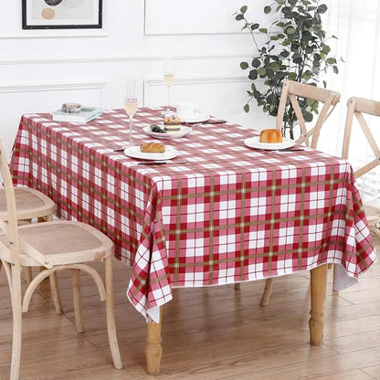Walrus Heavy Duty Vinyl Tablecloth with Flannel Backing Waterproof Oil-Proof Plastic Table Cloth Stain-Resistant Wipeable Rectangle or Square Table Cover for Indoor and Outdoor (Lattice，60x102 Inch)