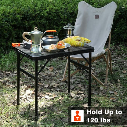 JOUYEK Camping Table, 2x1.3 FT Portable Folding Grill Table | Lightweight Height Adjustable Metal Tables with Mesh Desktop and Mesh Bag, Outdoor Tables for Camping, Picnic, Beach and BBQ