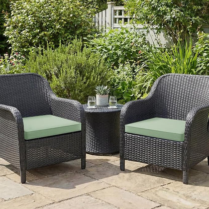 Outdoor Chair Cushions Set of 2: Waterproof & Fade Resistant Deep Seat Cushion for Patio Furniture - 24 x 24 Inch Chair Pad with Ties and Hidden Zipper - Patio Chair Cushion Replacement, Sage Green