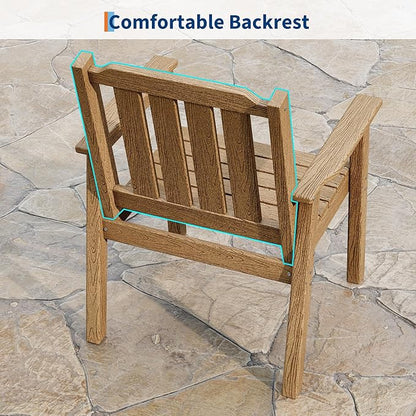 Outdoor Dining Chairs Set of 4, HDPE Patio Chairs 650LBS Capacity All-Weather Yard Armchair with Slatted Seat, 23.9" Wide Heavy Duty Modern Backyard Furniture for Garden, Poolside, Deck (Natural)
