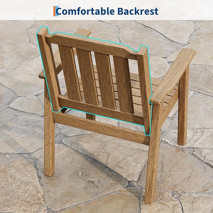 Garvee Outdoor Patio Dining Chairs Set of 2, HDPE Garden Dining Chairs | Sturdy Frame, Waterproof, All-Weather for Backyard, Poolside, Porch, Deck, Natural