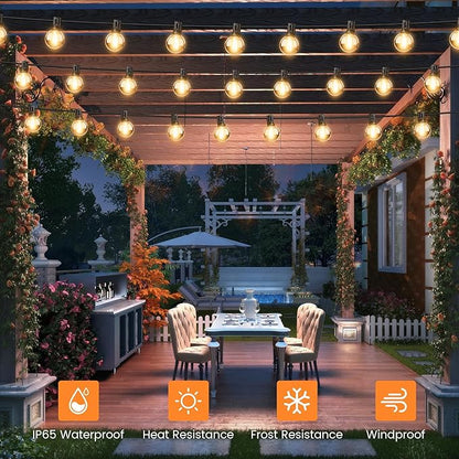 OHLUX 120FT Solar String Lights Outdoor with Remote, Commercial Grade Patio Lights with 52 Shatterproof LED Filament G40 Globe Bulbs, Dimmable Outside Edison Hanging Light for Backyard Party Decor