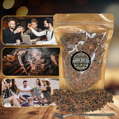 Cinnamon Wood Chips for Cocktail Smoker; Smoked Whiskey/Bourbon/Old Fashioned Drinks - Extra Fine Sawdust Shavings for Cocktail Smoking Guns, Smoke Box, BBQ - 5oz Gift Bag & Spoon By G&J's Finest