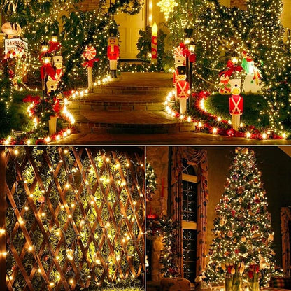 Brizled Outdoor Christmas Lights, 78.74 ft 240 LED Warm White String Lights | Plug in Christmas Tree Lights; Connectable 8 Modes Mini Led Xmas Lights Waterproof for Indoor Outside Christmas Decorations