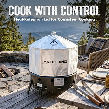 Volcano Tri-Fuel Collapsible Portable Grill & Stove with Lid–Propane, Charcoal &Wood, 19,500 BTU Burner,Heat-Safe Footprint,13"Cooking Surface, Carry Bag for Camping, Tailgating&Emergency Preparedness