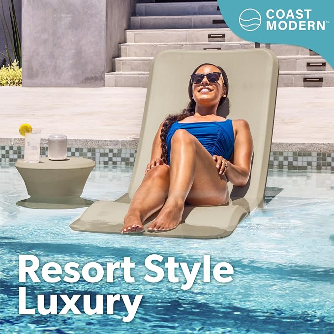 Coast Modern in Pool Lounge Chair - Waterproof & Weighted Chaise Lounger - Outdoor Pool Furniture for Patio or in Baja Shelf - Sand
