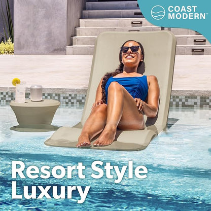 Coast Modern in Pool Lounge Chair - Waterproof & Weighted Chaise Lounger - Outdoor Pool Furniture for Patio or in Baja Shelf - Sand