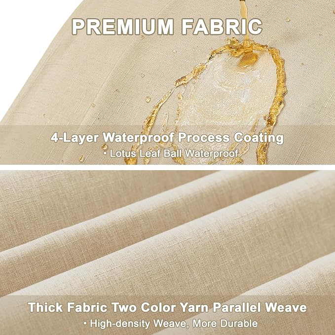 Decorelia Faux Linen Farmhouse Table Cloth 60"x104" for 6 ft Rectangle Table, Beige Waterproof Outdoor Washable Cloth Tablecloth for Rectangular Dining Room Kitchen Outdoor Party Restaurant Decor