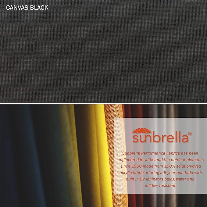 California Umbrella 9' Round Aluminum/Fiberglass Umbrella, Push Open, Bronze Pole, Sunbrella Black Fabric