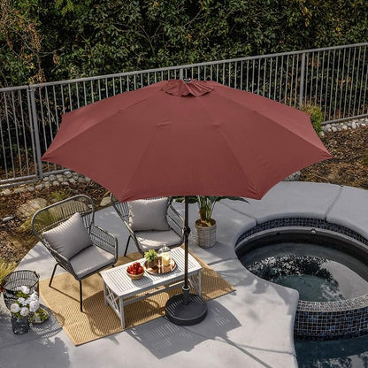 Sunline 9 ft Patio Umbrella with Crank & Push Button Tilt, Outdoor Market Umbrella with UV Protection & Wind Vent and Fiberglass Ribs, Metal Frame for Deck, Pool & Table, Brick