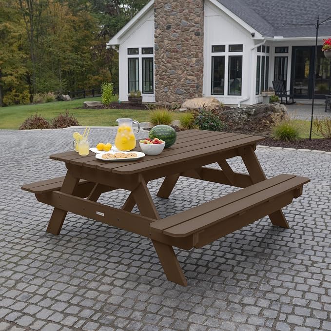 Highwood Hometown Picnic Table, 6 Foot, Weathered Acorn