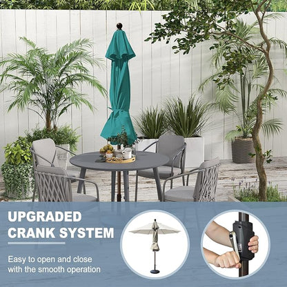 EliteShade USA 10-Year-Non-Fading 10Ft Market Patio Umbrella, UPF 50+ UV Protection Performance Sun Umbrella, Heavy Duty Commercial Grade Outdoor Table Umbrella with Crank, Windproof Vented Top for Garden, Pool, Deck and Outdoor Playsets, No Tilt, Teal