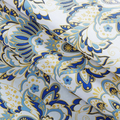 Home Bargains Plus Round Vinyl Tablecloth with Flannel Backing, 70 Inch, Alluring French Country, Yellow and Blue Floral Vinyl Table Cover, Heavy Weight for Dining Party and Barbecues