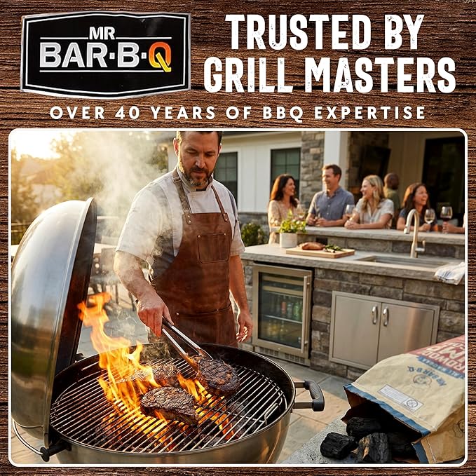 20 LB. All Natural Hardwood Lump Charcoal by Mr. Bar-B-Q - Premium Natural Charcoal for Grilling, BBQ, Smoking, Kamado & Kettle Grills - Burns Hotter & Longer - Smoky Flavor, Low Ash & Easy to Light