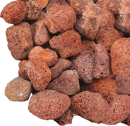 GasSaf 10 Pounds Red Lava Rocks for Fire Pit, Gas Fireplace, Gas Fire Tables, Gas Log Set, Fire Bowls, Decorative Landscaping Rocks for Indoor and Outdoor (2.75-5 Inch)