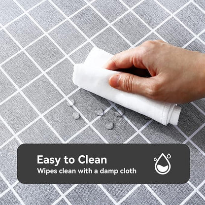 Romanstile Square Vinyl Tablecloth, 100% Waterproof Oil-Proof Checkered Plastic Table Cloth, Heavy Duty Wipeable Table Covers for Dining, Camping, Picnic, Outdoor - 60 x 60 Inch, Grey
