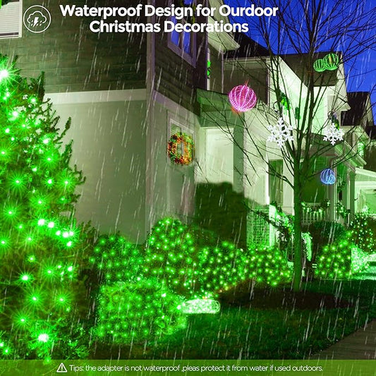 WBao Christmas Net Lights, 360LED 11.5ft x 6.9ft Christmas Lights with 8 Modes, Timer, End to End Connectable, Waterproof Design for Lawn, Bushes, Trees Outdoor Xmas Decorations, Green
