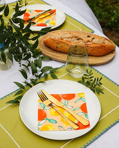 Talking Tables 20 x Citrus Fruit Napkins for Summer Parties, BBQ, Picnic, Decoupage | Lemon & Orange Disposable Serviettes | Party Tableware 13" x 13"