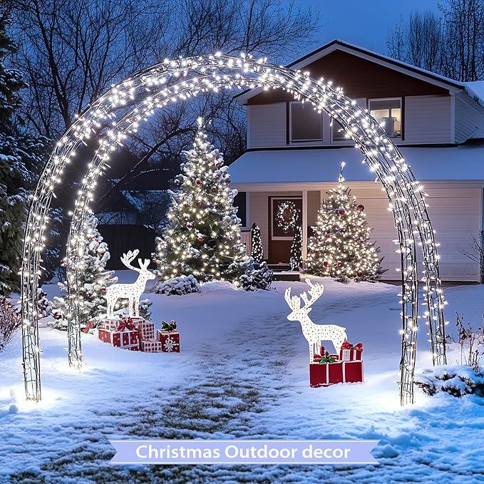 JMEXSUSS 600 LED Solar Christmas Lights Outdoor Waterproof, 206.7ft White Solar Lights Outdoor, 8 Modes White String Light for Yard Patio Tree Gardens Wedding Party Christmas Decor