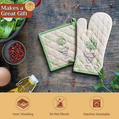 Maison d' Hermine Pot Holders 100% Cotton Heat Resistant Potholders 8" x 8" Hot Pads with Loop BBQ Cooking Baking Hotel Farmhouse Kitchen Handling Hot Pans Spring Summer (Pack of 1, Jardin Du Roy)