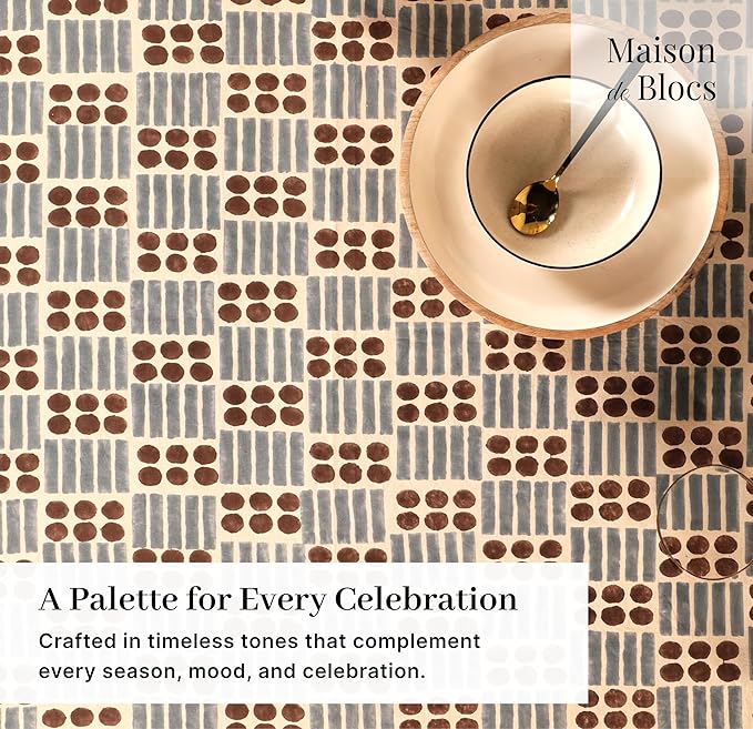 100% Cotton Hand Block Printed, Tablecloth for Kitchen, Dining, Table Cover for Parties, Chritmas, Weddings, Barbecues and Summer picnics Table Cloth