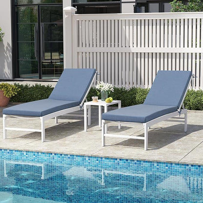 Crestlive Products Sunbrella Chaise Lounge Cushions Outdoor, Fade Resistant Water Resistant Lounge Chair Cushion, 72''L x 21''W, Denim Blue