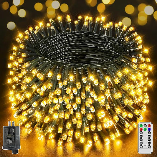 BrightChristmas 1000 LED 328 FT Christmas Lights, Waterproof Outdoor String With Remote and Timer, 8 Modes Dimmable, Fairy Lights for Holiday Decor (Warm White)